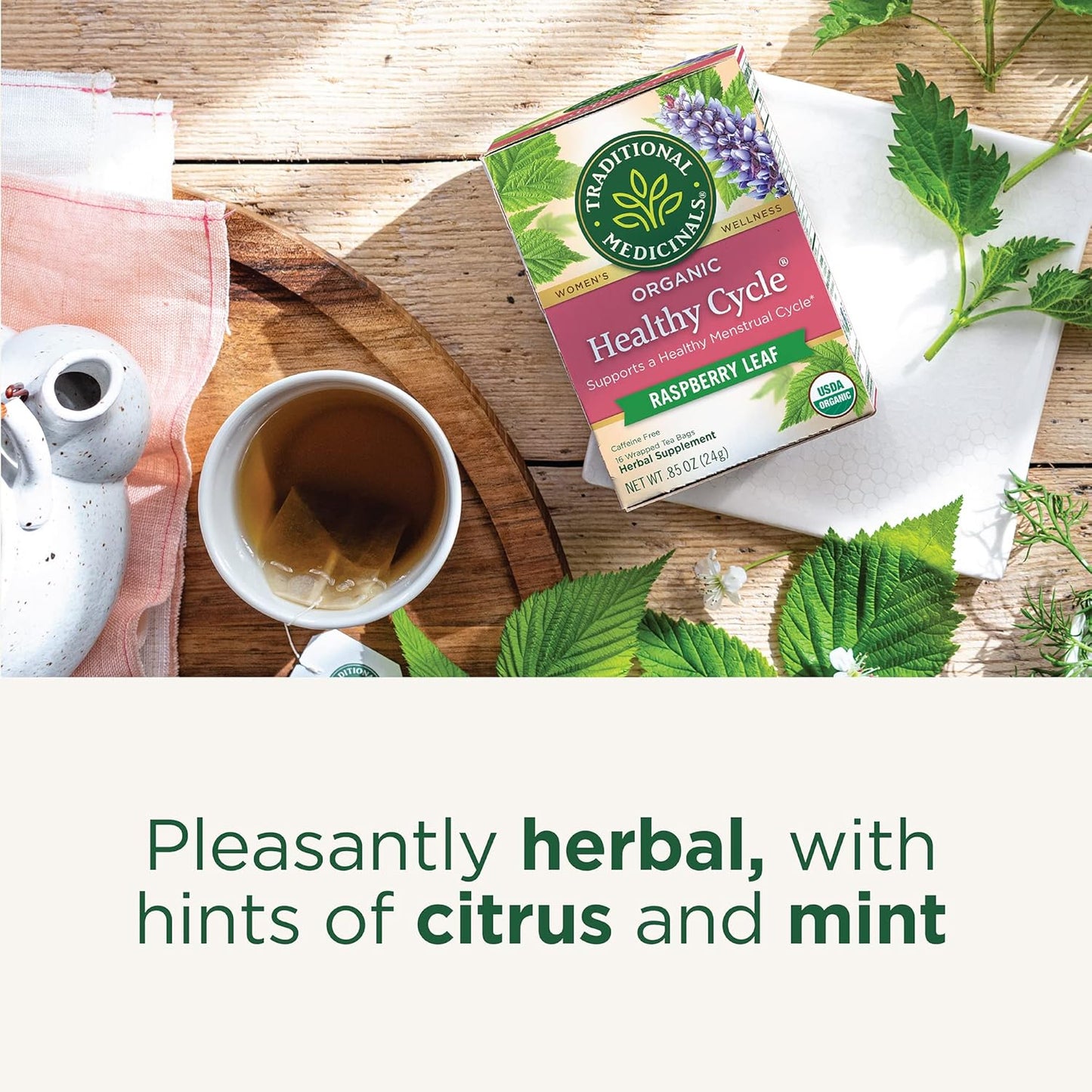 Traditional Medicinals Tea, Organic Healthy Cycle, Supports Healthy Menstrual Cycles, Includes Spearmint,16 Tea Bags