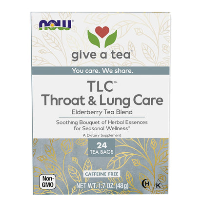 Give A Tea TLC Throat & Lung Care Elderberry Tea Blend, Caffeine-Free, Kosher, Halal, Non-GMO, 24 Tea Bags, 1.7 Ounce (Pack of 6)
