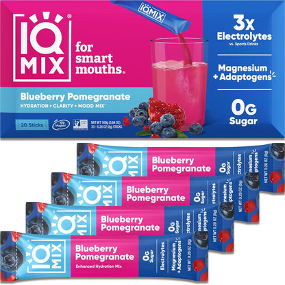 IQMIX Sugar Free Electrolytes Powder Packets - Hydration Supplement Drink Mix with Keto Electrolytes, Lions Mane, Magnesium L-Threonate, and Potassium Citrate - Variety Pack (40 Count)