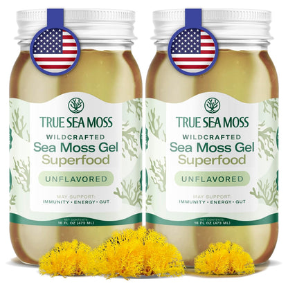 TrueSeaMoss Sea Moss Gel – Made in USA – Wildcrafted Seamoss, Fresh Fruits & Sea Vegetables – Apple/Cinnamon, Pack of 1 (Labels may Vary)