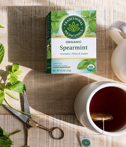 Traditional Medicinals Organic Spearmint Herbal Tea, Healthy & Refreshing, (Pack of 1) - 16 Tea Bags