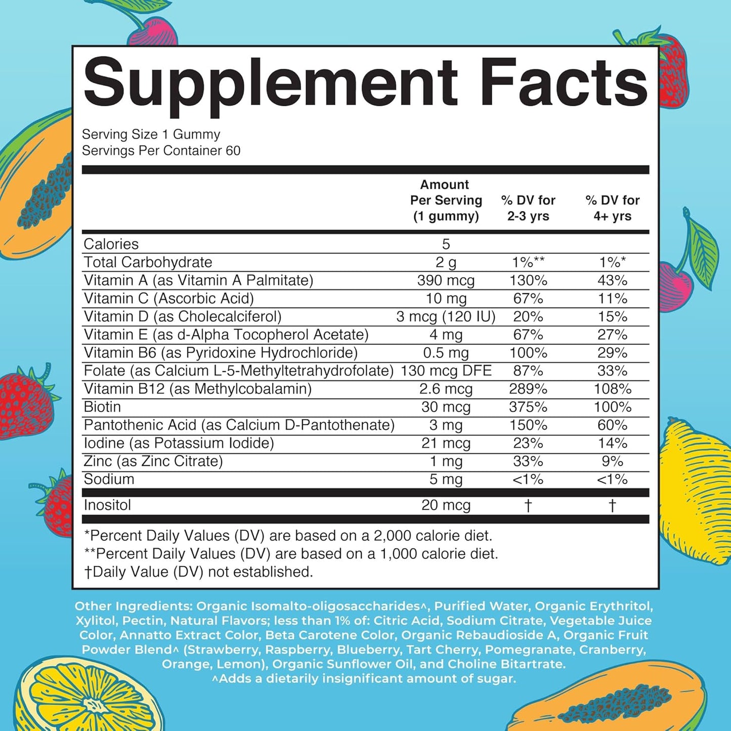 MaryRuth Organics Kids Vitamins | Multi | Sugar Free | 2 Month Supply | Kids Multivitamin Gummies for Ages 2+ | Vegan | Only 1 Gummy a Day | 60 Count