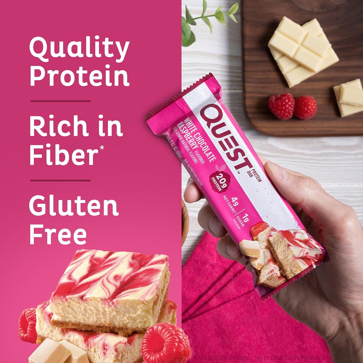 Quest Nutrition Apple Pie Protein Bar, 20g Protein, 4g Net Carbs, 2g Sugar, Gluten Free, Keto Friendly, 12 Count