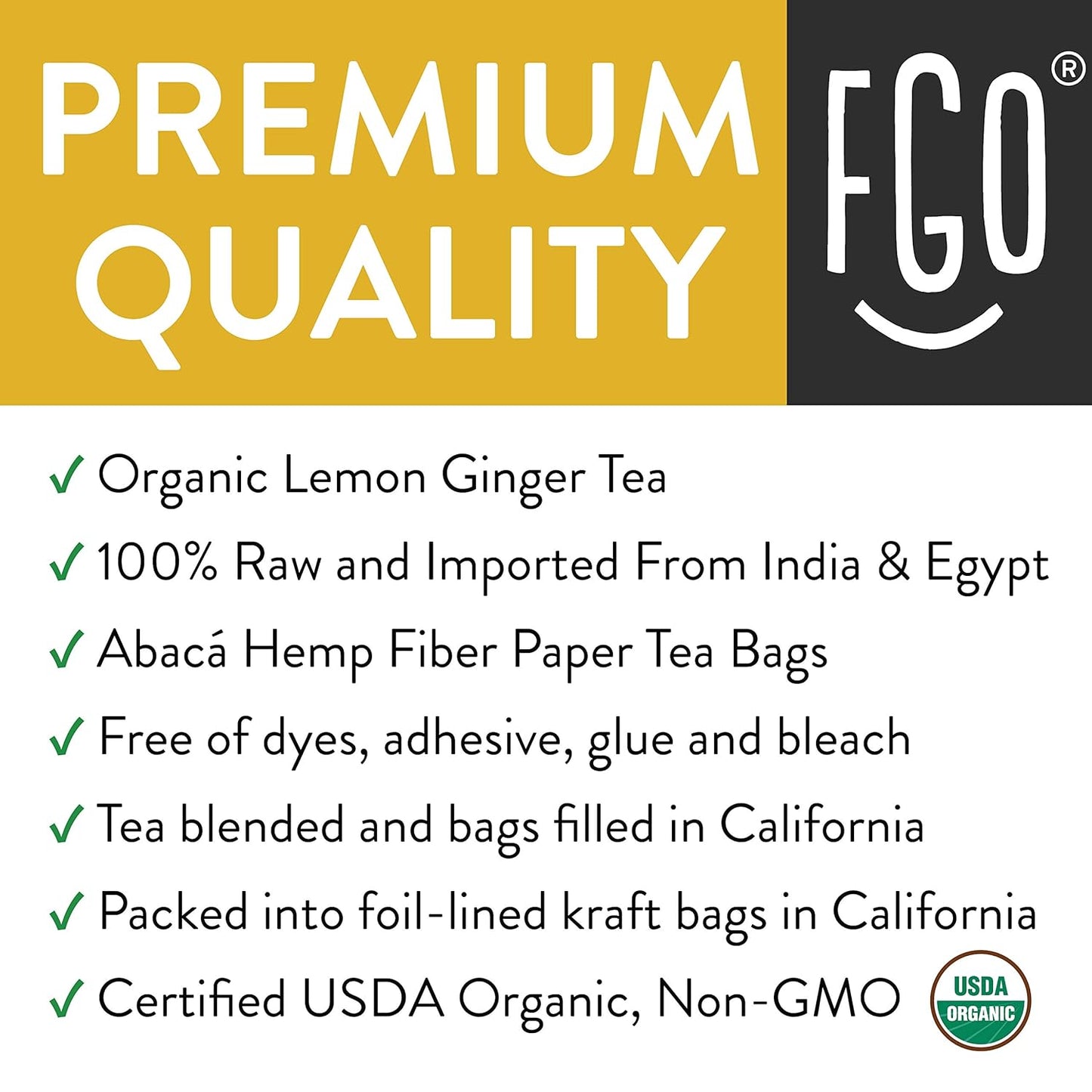 FGO Organic White Tea, Eco-Conscious Tea Bags, Packaging May Vary, 100 Count (Pack of 1)