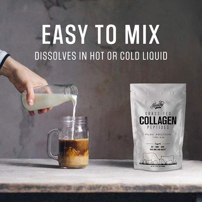 Collagen Powder - 18g Protein - Pure Halal Collagen Peptides Grass Fed Organic Hydrolyzed Powder | Type I and III Unflavoured Keto Friendly Gluten Free No Sugar Non GMO 16 Oz