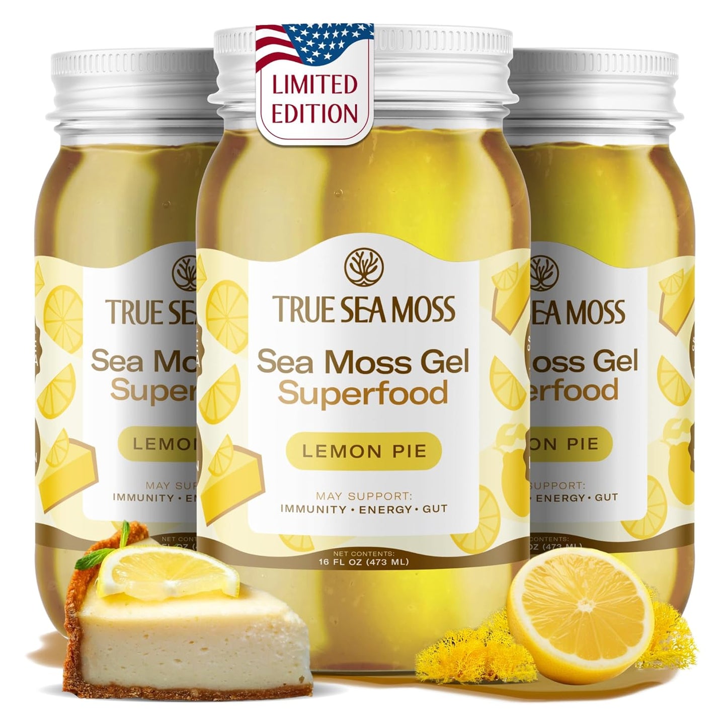 TrueSeaMoss Sea Moss Gel – Limited Edition – Made in USA – Wildcrafted Seamoss, Fresh Fruits & Sea Vegetables – Cherry, Pack of 1 (Labels May Vary)