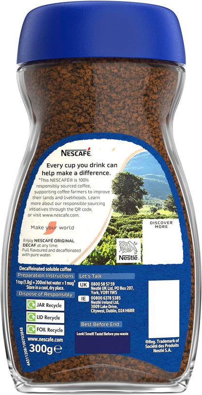 Nescafe Original Decaf Instant Coffee 200g, Rich Aroma, Full & Bold Flavour