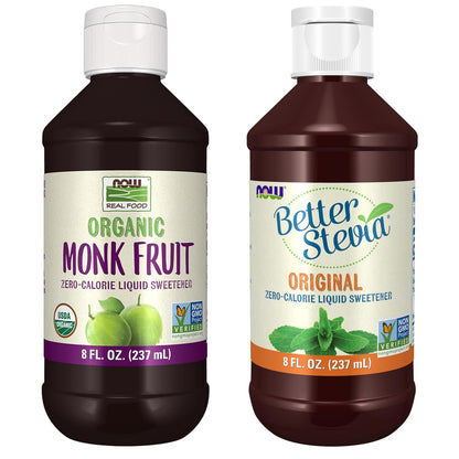 NOW Foods, Certified Organic Monk Fruit Liquid, Zero-Calorie Liquid Sweetener, Non-GMO, Low Glycemic Impact, 2-Ounce