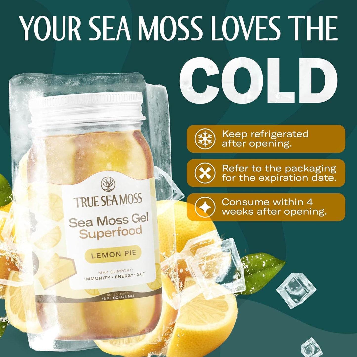 TrueSeaMoss Sea Moss Gel – Made in USA – Wildcrafted Seamoss, Fresh Fruits & Sea Vegetables – Cherry, Pack of 1 (Labels May Vary)
