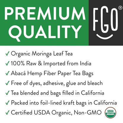 FGO Organic Nettle Leaf Tea, 100 Count, Eco-Conscious Tea Bags, Caffeine Free, Resealable Bag, Packaging May Vary (Pack of 1)