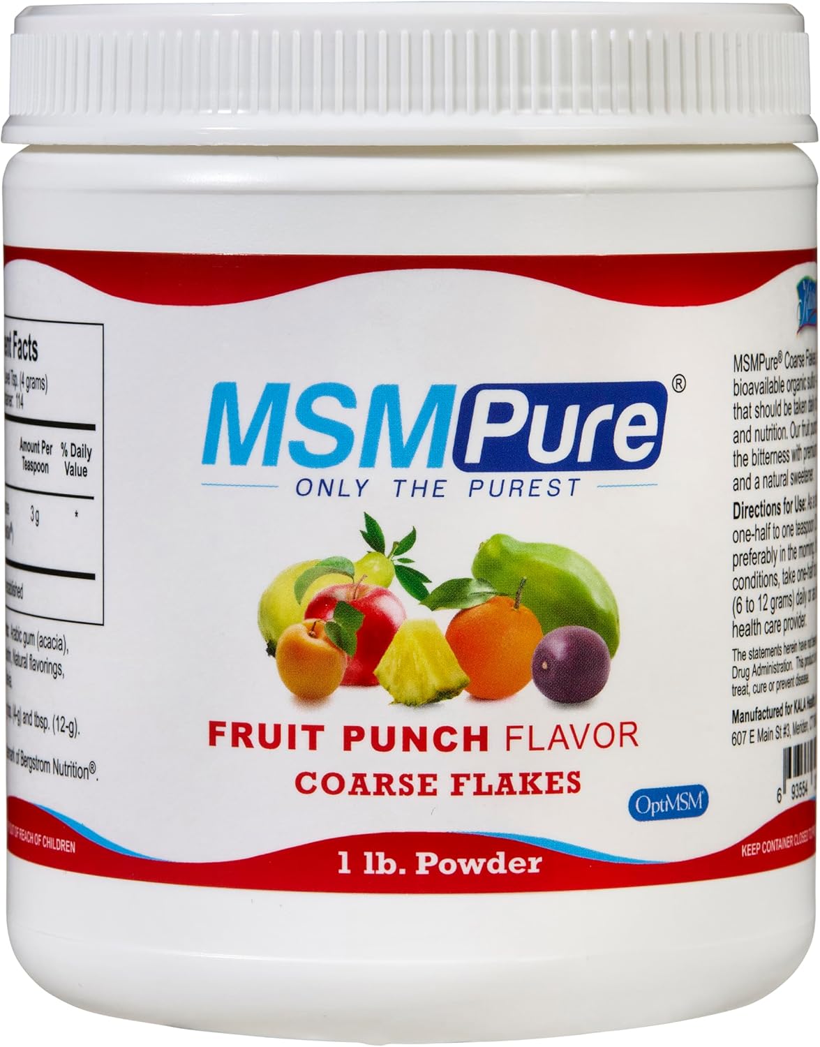 KALA HEALTH MSMPure Lemon Lime Flavored Coarse MSM Powder Flakes – Organic Sulfur for Joint Flexibility, Skin Appearance, and Hair & Nail Support – 8.8 oz, USA Made, Distilled Crystals