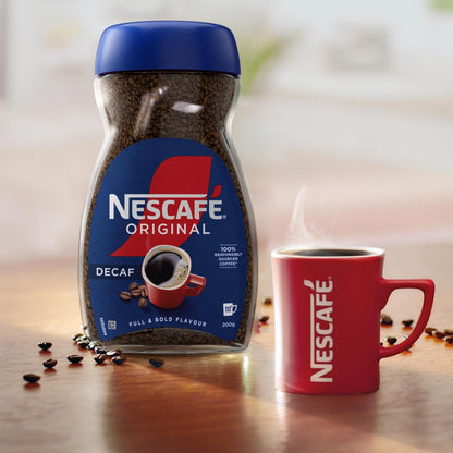 Nescafe Original Decaf Instant Coffee 200g, Rich Aroma, Full & Bold Flavour