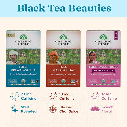 ORGANIC INDIA Tulsi Moringa Tea Bags - Holy Basil, Lemongrass, Moringa Leaves, Stress Relieving & Nourishing, Immune Support Tea, Vegan, Certified Organic, Caffeine-Free - 18 Infusion Bags, 6 Pack