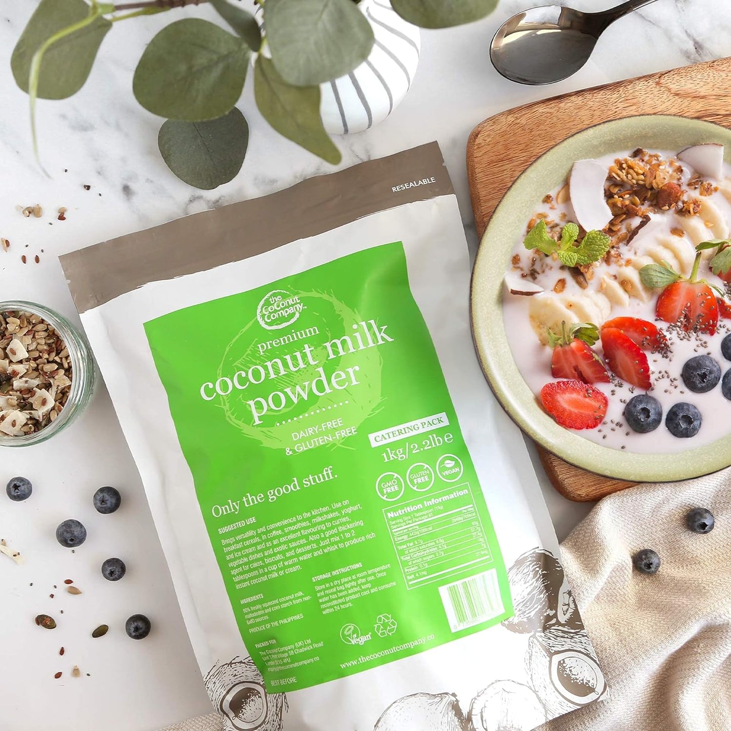 100% Dairy-Free VEGAN Coconut Milk Powder 250g, Gluten-free, Coconut Powder, 65% Coconut oil, Premium, Halal, Kosher approved