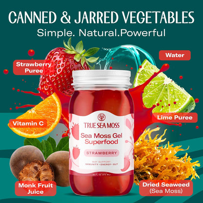 TrueSeaMoss Sea Moss Gel – Made in USA – Wildcrafted Seamoss, Dried Seaweed & Jarred Vegetables – Original, Pack of 1 (Labels may Vary)