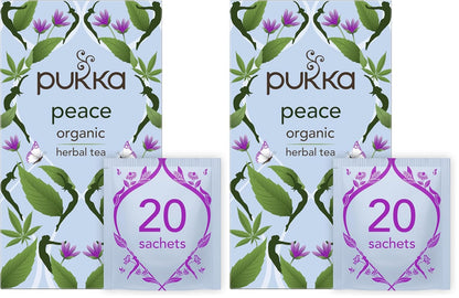 Pukka Peace Organic Tea Bags, Herbal Tea with Spearmint, Ashwagandha, and Hemp Seed Oil, Perfect for Balanced Tranquility, Caffeine Free, 80 Total Tea Bags.