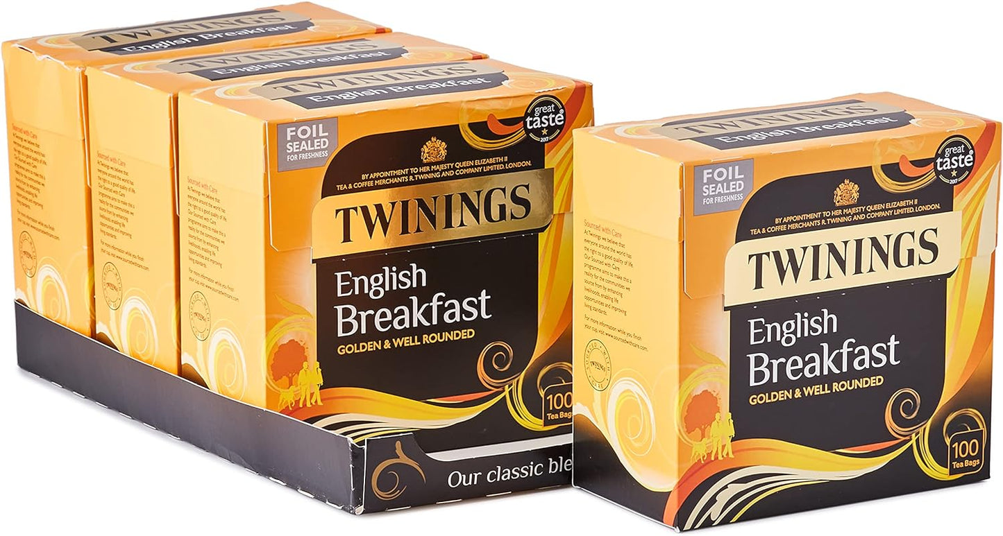 Twinings English Breakfast Decaf Tea | Golden, Well Rounded & Full Bodied Decaffeinated Black Tea | 40 Biodegradable Tea Bags