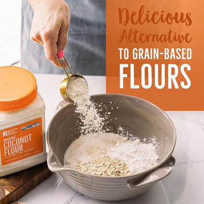 BetterBody Foods Organic Coconut Flour 2.25 Pound Jar, Gluten-Free White Flour Alternative with a Slight Coconut Taste and Aroma, 23% Dietary Fiber per Serving