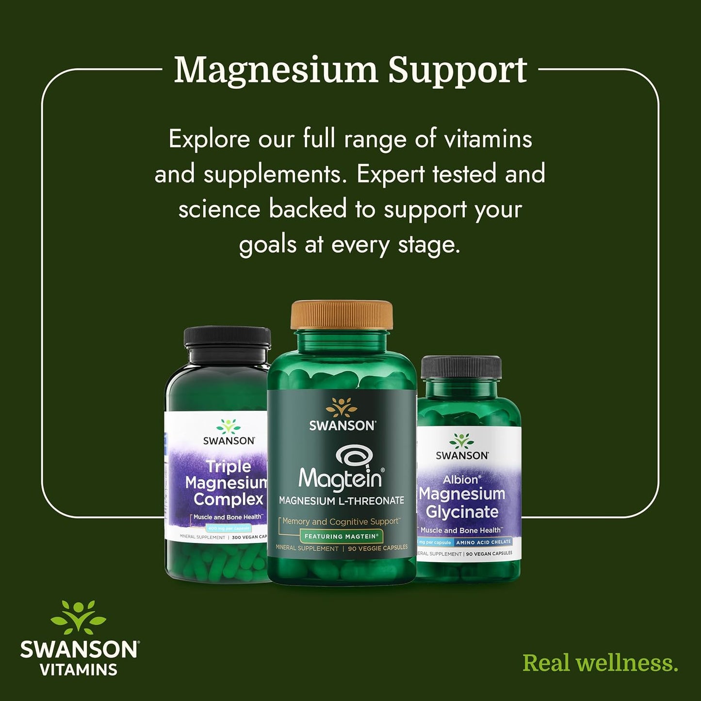 Swanson Triple Magnesium Mineral Complex, 400 mg, 30 Caps
