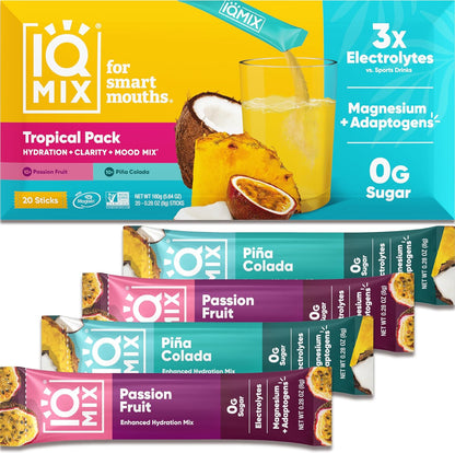 IQMIX Sugar Free Electrolytes Powder Packets - Hydration Supplement Drink Mix with Keto Electrolytes, Lions Mane, Magnesium L-Threonate, and Potassium Citrate - Variety Pack (40 Count)