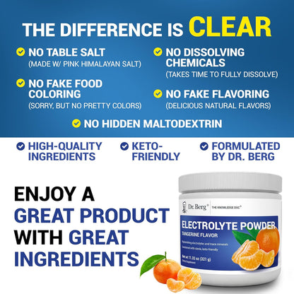 Dr. Berg Zero Sugar Hydration Keto Electrolyte Powder - Enhanced w/ 1000 mg of Potassium & Real Pink Himalayan Salt (NOT Table Salt) - Lemonade Flavor Hydration Drink Mix Supplement - 100 Servings