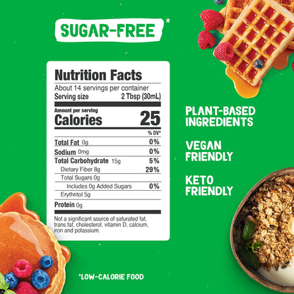 Pyure Organic Caramel Flavored Syrup, Zero Sugar, 1 Net Carb, Gluten-Free, Plant-Based for Vegan Keto Friendly Food, 14 Oz