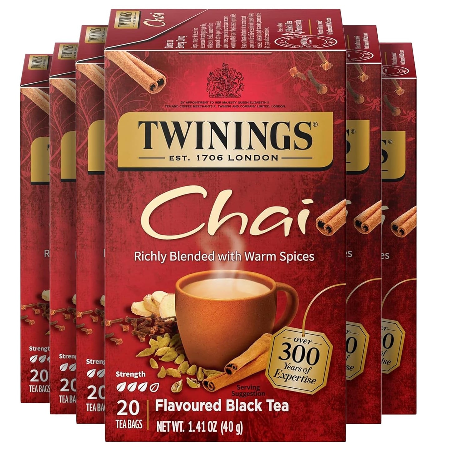 Twinings Mango & Pineapple Herbal Tea Individually Wrapped Bags, 20 Count (Pack of 6), Naturally Caffeine-Free, Enjoy Hot or Iced, 120 Teabags