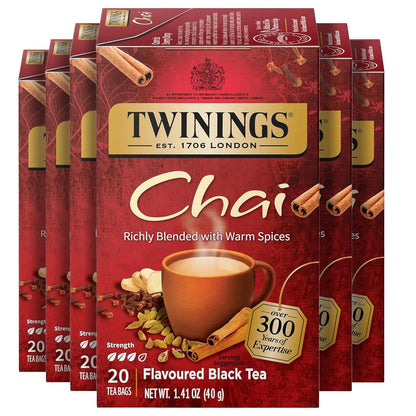 Twinings Mango & Pineapple Herbal Tea Individually Wrapped Bags, 20 Count (Pack of 6), Naturally Caffeine-Free, Enjoy Hot or Iced, 120 Teabags