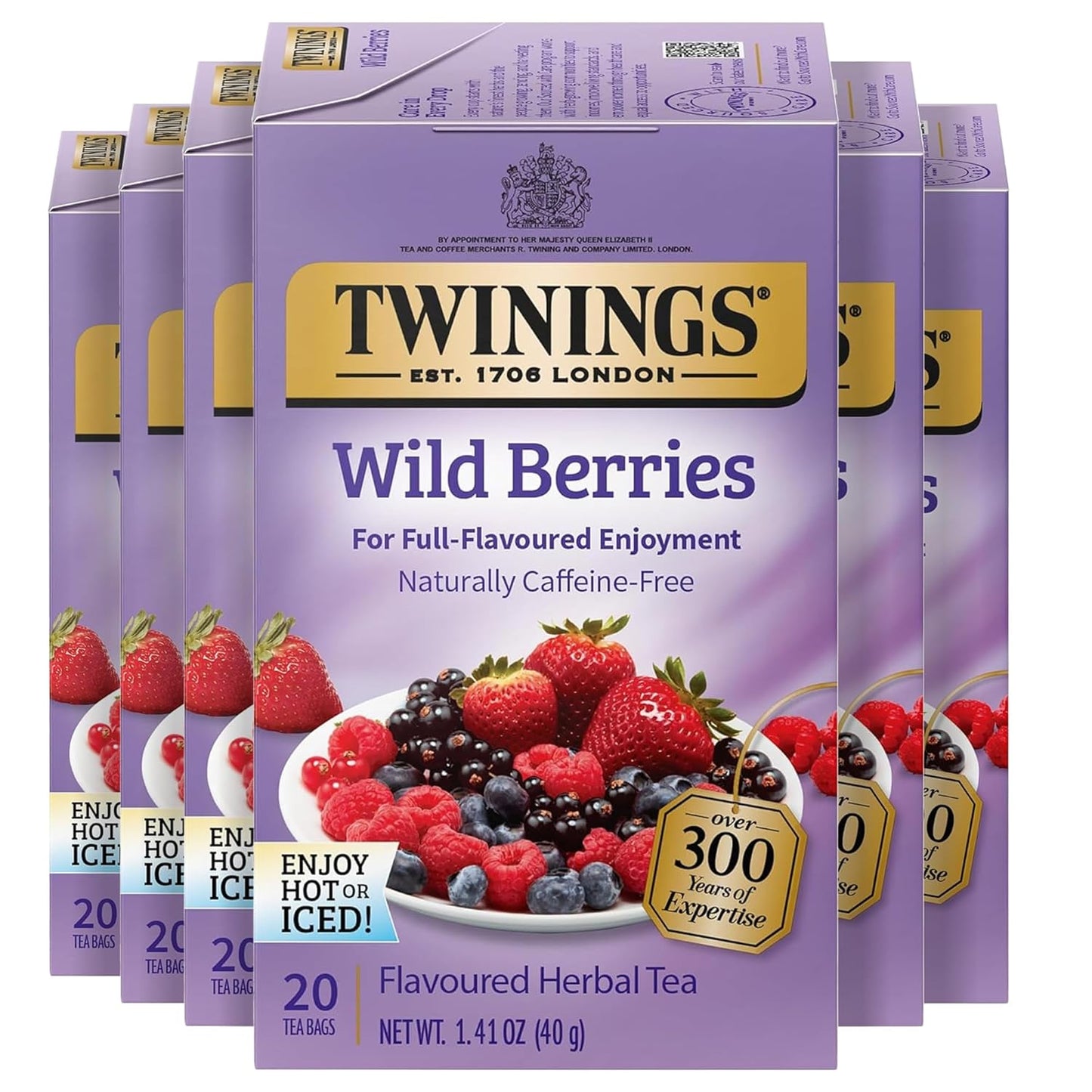 Twinings Mango & Pineapple Herbal Tea Individually Wrapped Bags, 20 Count (Pack of 6), Naturally Caffeine-Free, Enjoy Hot or Iced, 120 Teabags