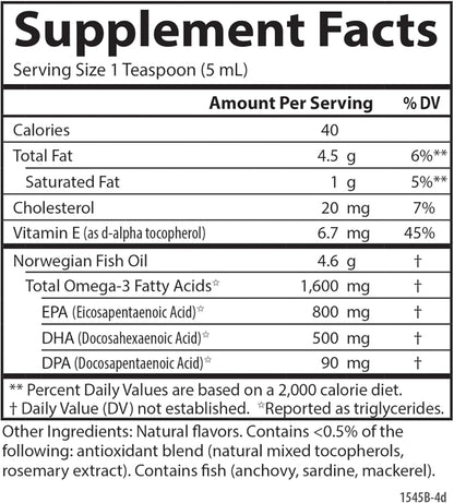 Carlson - Cod Liver Oil, 1100 mg Omega-3s, Plus Vitamins A and D3, Wild Caught Norwegian Arctic Cod Liver Oil, Sustainably Sourced Nordic Fish Oil Liquid, Unflavored, 250 mL (8.4 Fl Oz)