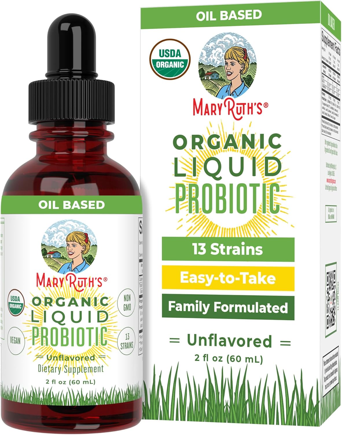 MaryRuth Organics USDA Organic Liquid Probiotic | Digestive Health | Gut Health | Probiotics for Women | Probiotics for Men | Probiotics for Kids | Acidophilus Probiotic | Non-GMO | 40 Servings
