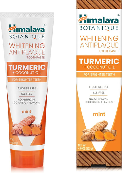 Himalaya Botanique Turmeric Whitening Antiplaque Toothpaste, Mint, 2 Pack