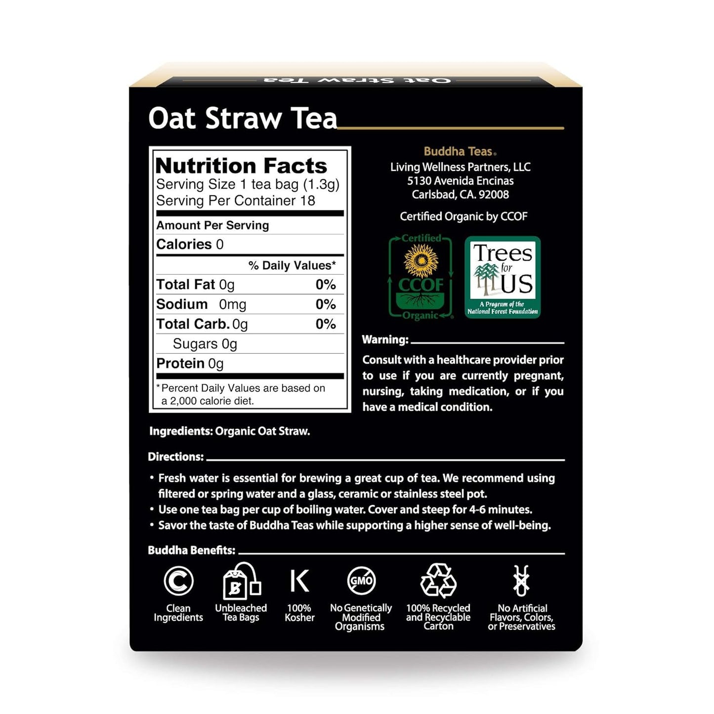 Buddha Teas - Chaga Tea - Organic Herbal Tea - For Cognitive Balance & Overall Health - With Chaga Mushroom, Antioxidants & B Vitamins - Caffeine Free - OU Kosher - 18 Tea Bags (Pack of 1)
