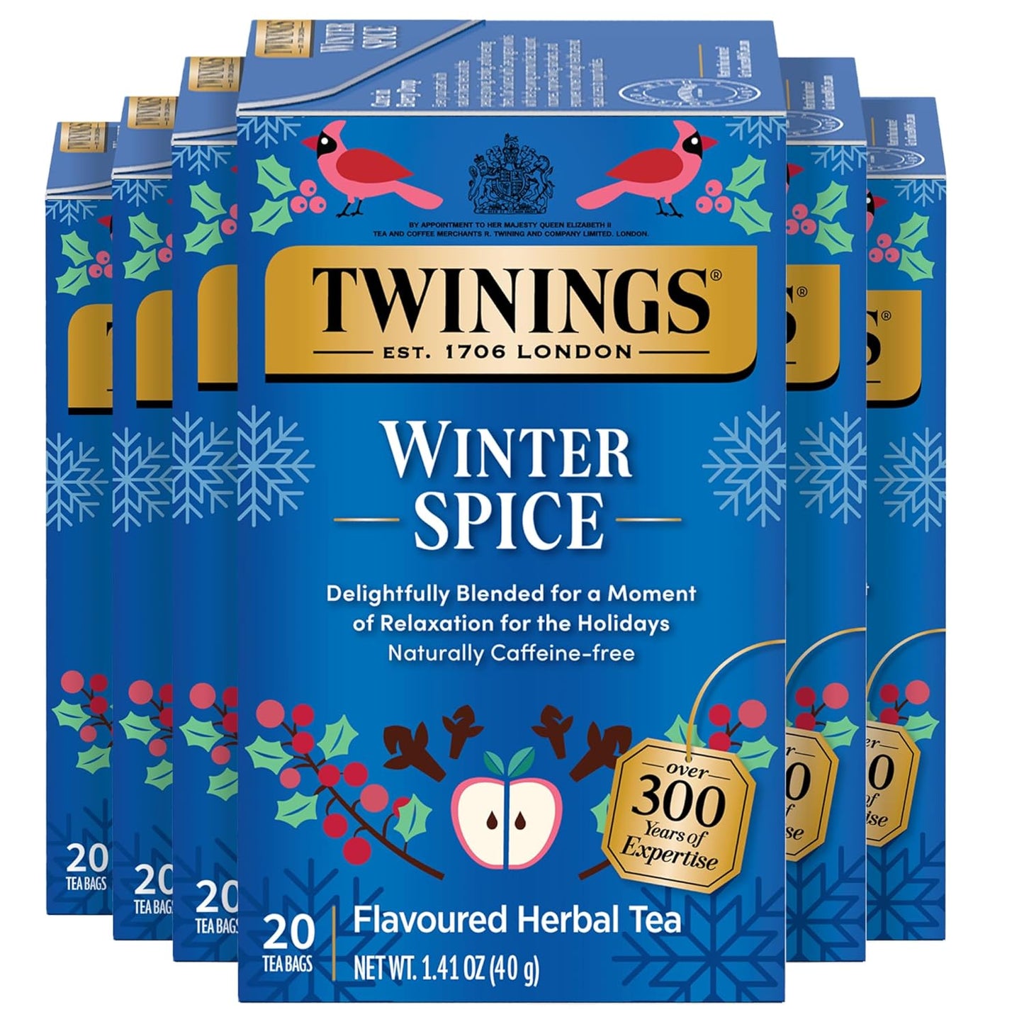 Twinings Mango & Pineapple Herbal Tea Individually Wrapped Bags, 20 Count (Pack of 6), Naturally Caffeine-Free, Enjoy Hot or Iced, 120 Teabags