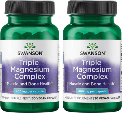 Swanson Triple Magnesium Mineral Complex, 400 mg, 30 Caps