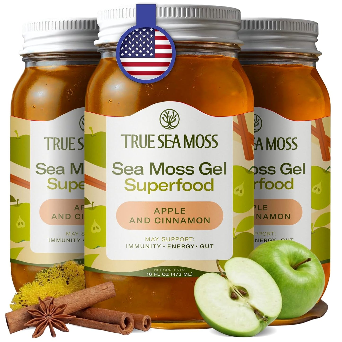TrueSeaMoss Sea Moss Gel – Made in USA – Wildcrafted Seamoss, Dried Seaweed & Jarred Vegetables – Original, Pack of 1 (Labels may Vary)