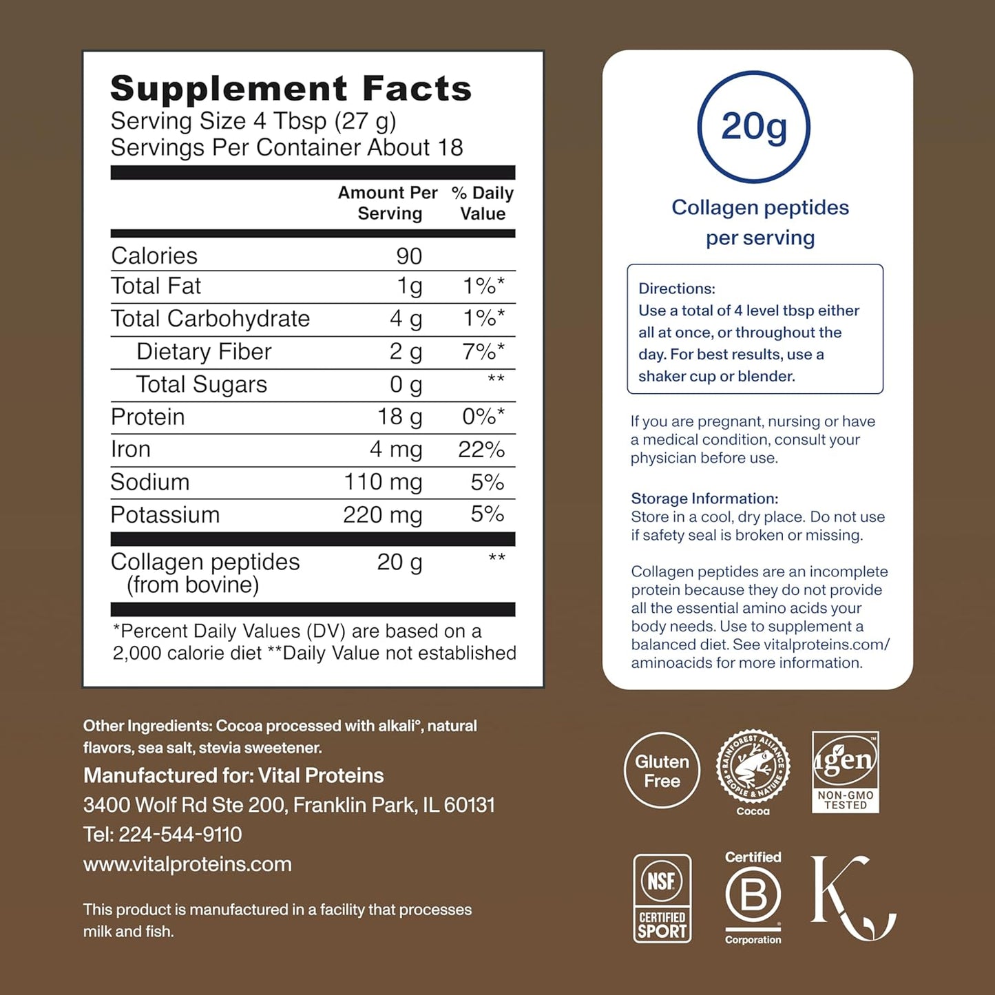 Vital Proteins Collagen Peptides Powder - Grass Fed Collagen Peptides for Hair, Nail, Skin, Bone & Joint Health, Vanilla, 23.2 Ounces