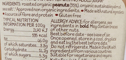 Whole Earth Crunchy Organic Peanut Butter, 340 g Jar, Original Nut Spread Made with All Natural Ingredients, No Added Sugar, Gluten Free, Vegetarian & Vegan Friendly