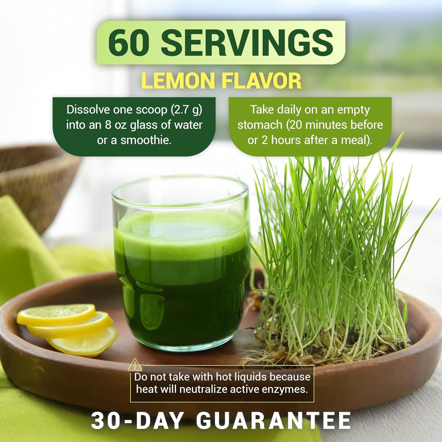 Dr. Berg USDA Certified Organic Green Powder Superfood (60 Servings) - Made with Raw Wheatgrass Powder, Chlorophyll, Trace Minerals & Natural Enzymes - Non-GMO Green Superfood Powder - Lemon Flavor