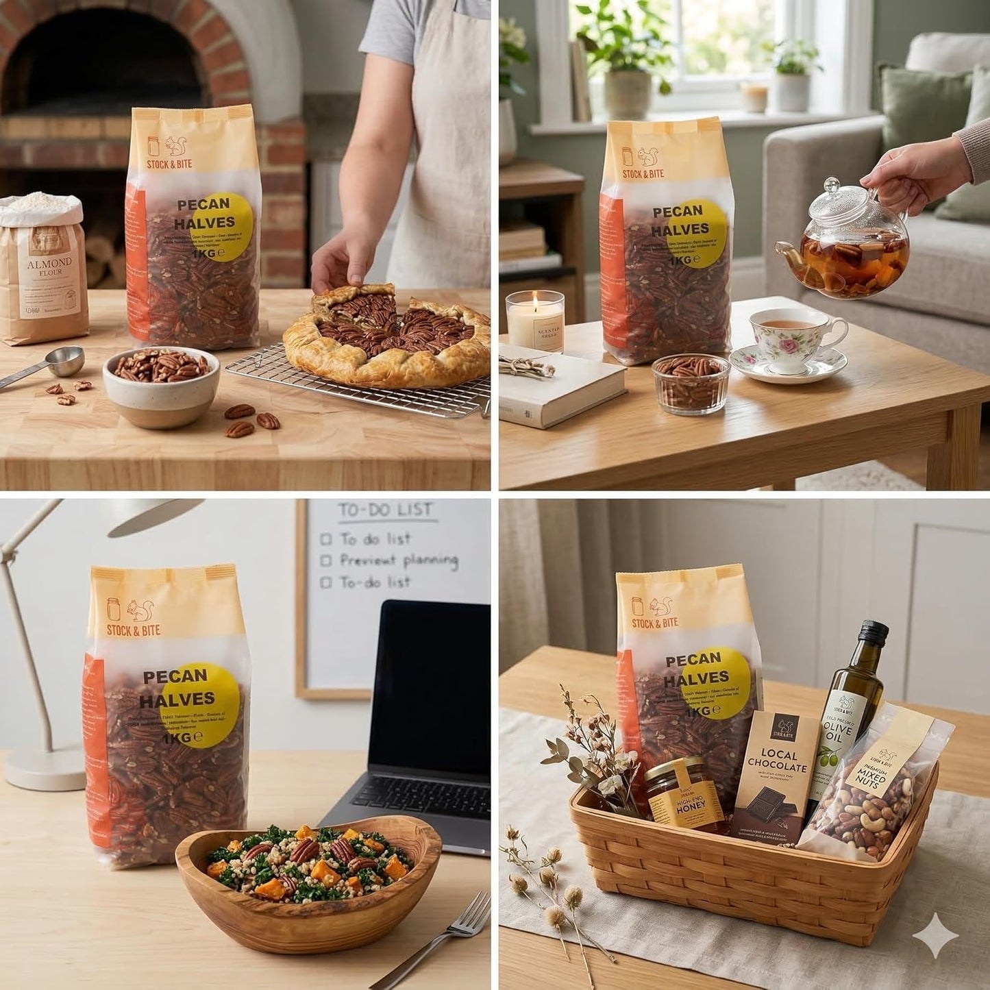 Wholefood Earth Pecan Halves 1kg - Premium Buttery Flavour | Rich in Healthy Fats & Minerals | No Salt | Vegan | Stock & Bite