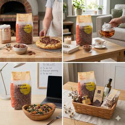 Wholefood Earth Pecan Halves 1kg - Premium Buttery Flavour | Rich in Healthy Fats & Minerals | No Salt | Vegan | Stock & Bite