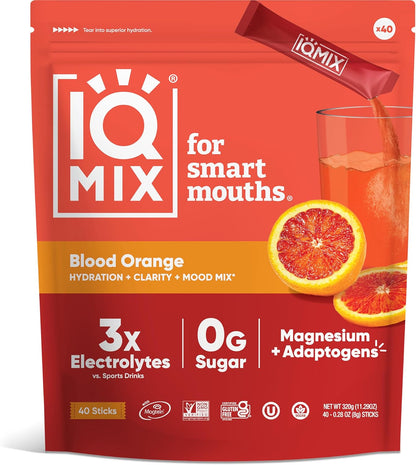 IQMIX Sugar Free Electrolytes Powder Packets - Hydration Supplement Drink Mix with Keto Electrolytes, Lions Mane, Magnesium L-Threonate, and Potassium Citrate - Variety Pack (40 Count)