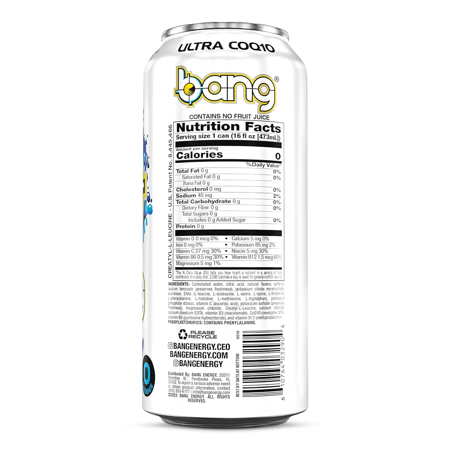 Bang Energy Blue and Yellow Limoncello, 0 Calories, Sugar Free with Super Creatine, 16oz Cans - Blue and Yellow Limoncello Bang Energy drinks 16 oz. Cans) – With Queen Jax Fridge Magnet - Exclusive Flavor! Zero Calories