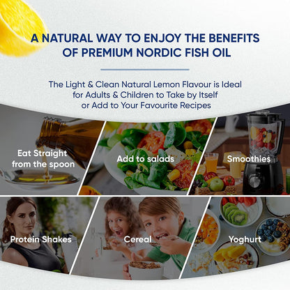 Inner Vitality Omega 3 Fish Oil Liquid - Natural Fresh Lemon Flavour with NO Fishy Taste, High Strength DHA/EPA - 400ml Made from Wild Caught Nordic Fish Oil | 3rd Party Tested for Purity - pack of 1
