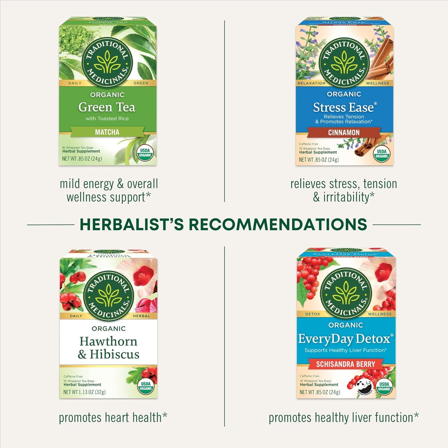 Traditional Medicinals Tea, Organic Hibiscus, Supports Your Cardiovascular System, 16 Tea Bags