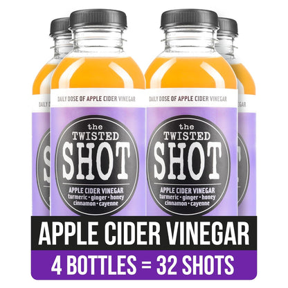 The Twisted Shot | Organic Apple Cider Vinegar Wellness Shots with Ginger, Turmeric, Honey, Cinnamon and Cayenne | Digestion, Immunity and Gut Health Support | Ready to Drink | , 2 oz Mini Bottles