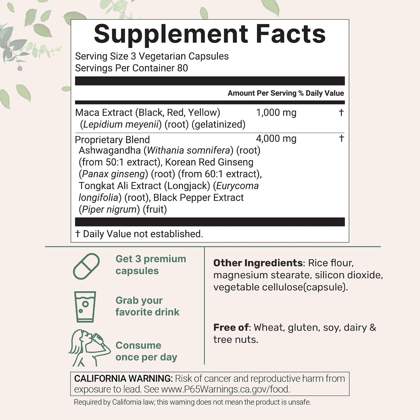 Micro Ingredients Maca Root for Women and Men, 240 Veggie Capsules | Red, Yellow, & Black Maca | with Ashwagandha, Panax Ginseng, Tongkat Ali, & Black Pepper Extract | Non-GMO, Vegan