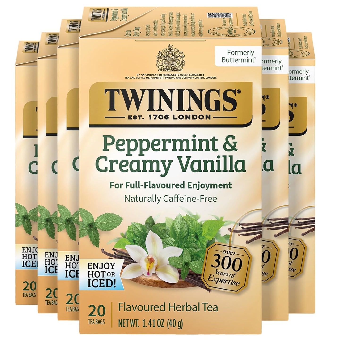 Twinings Mango & Pineapple Herbal Tea Individually Wrapped Bags, 20 Count (Pack of 6), Naturally Caffeine-Free, Enjoy Hot or Iced, 120 Teabags