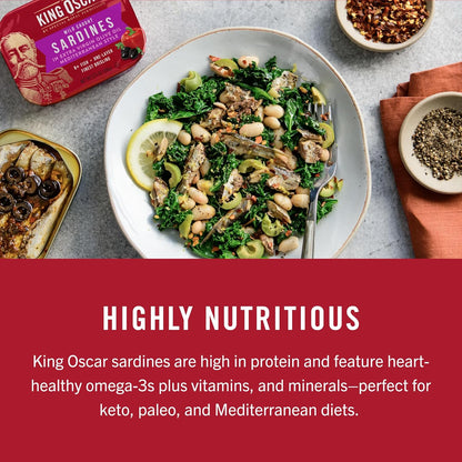 King Oscar Sardines in Water, 4.23 Ounce Cans (Pack of 1( Packaging May Vary), Skinless & Boneless, Wild Caught Canned Sardines, Low Sodium