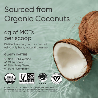 Sports Research Keto MCT Oil from Organic Coconuts - Fatty Acid Fuel for Body + Brain - Single Ingredient C8 Caprylic Acid - Perfect in Coffee, Tea, & More - Non-GMO & Vegan - Unflavored (16 Oz)
